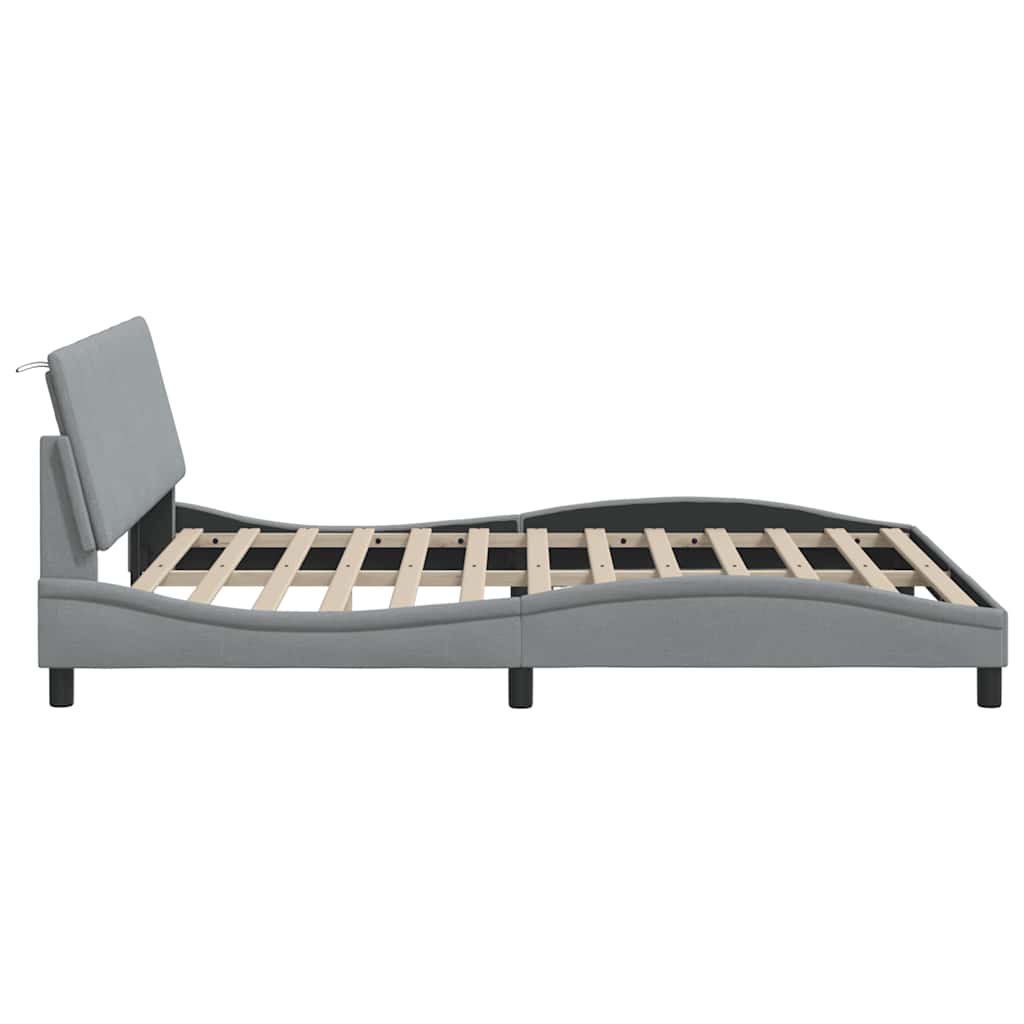 Bedframe zonder matras "Hanko" stof lichtgrijs 160x200 cm is nu te koop bij PeponiXL, paradijselijk wonen!
