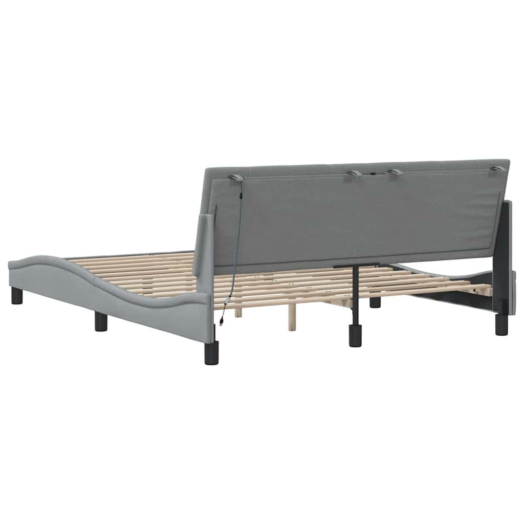Bedframe zonder matras "Hanko" stof lichtgrijs 160x200 cm is nu te koop bij PeponiXL, paradijselijk wonen!