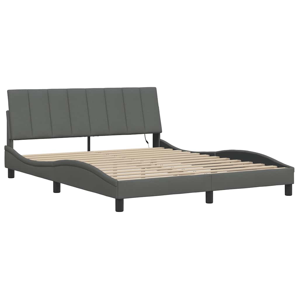 Bedframe zonder matras "Hanko" stof donkergrijs 160x200 cm is nu te koop bij PeponiXL, paradijselijk wonen!