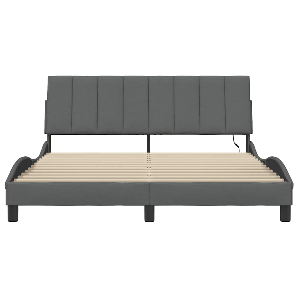 Bedframe zonder matras "Hanko" stof donkergrijs 160x200 cm is nu te koop bij PeponiXL, paradijselijk wonen!
