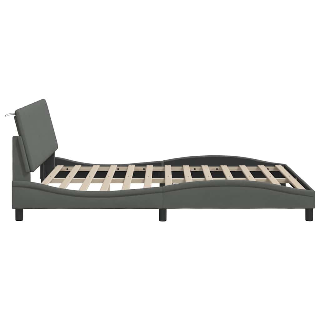 Bedframe zonder matras "Hanko" stof donkergrijs 160x200 cm is nu te koop bij PeponiXL, paradijselijk wonen!