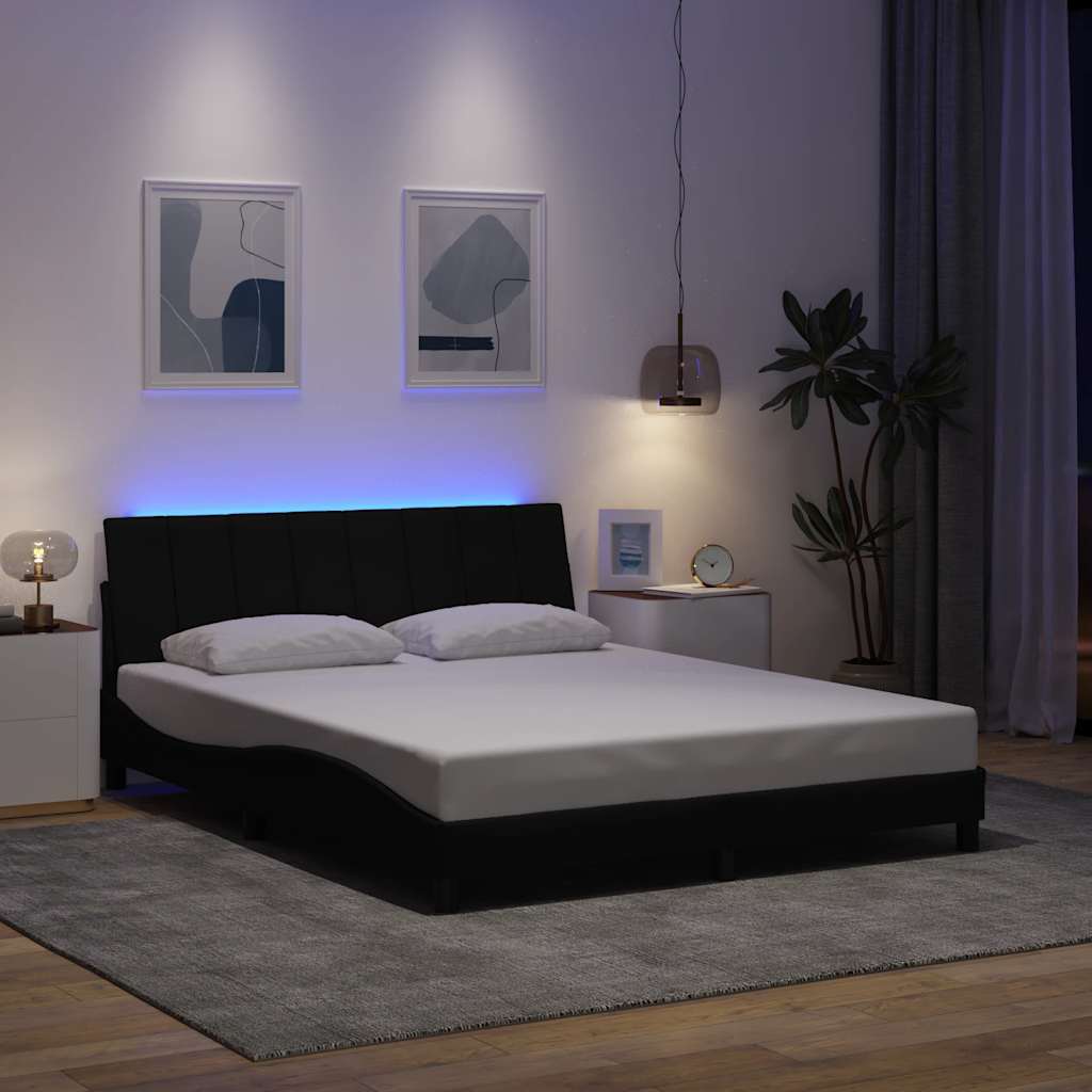 Bedframe zonder matras "Hanko" stof zwart 160x200 cm is nu te koop bij PeponiXL, paradijselijk wonen!