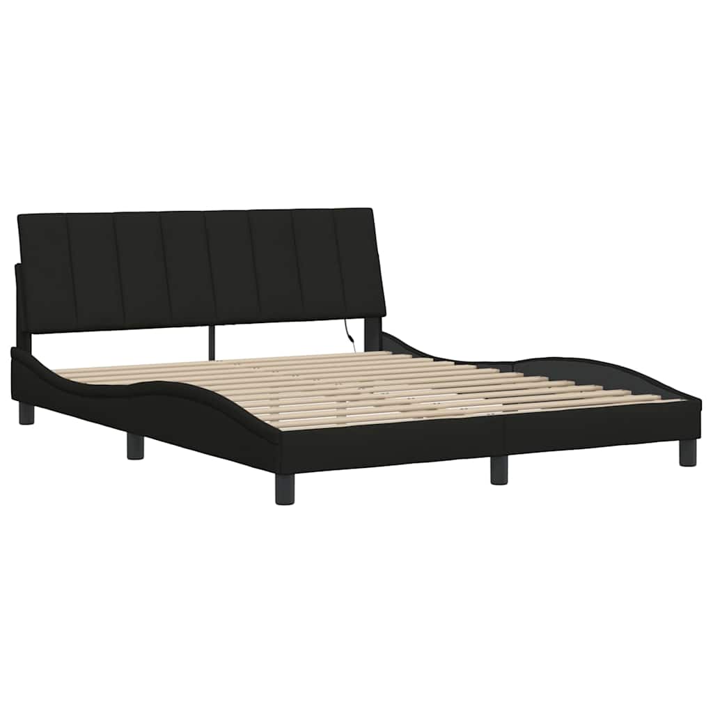 Bedframe zonder matras "Hanko" stof zwart 160x200 cm is nu te koop bij PeponiXL, paradijselijk wonen!