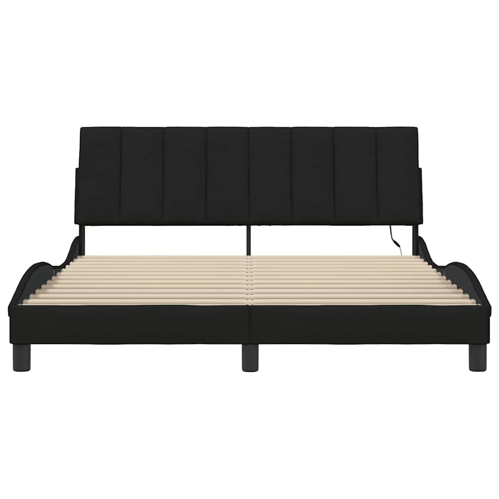 Bedframe zonder matras "Hanko" stof zwart 160x200 cm is nu te koop bij PeponiXL, paradijselijk wonen!