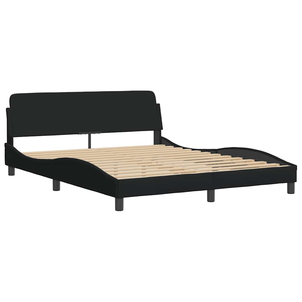 Bedframe zonder matras "Hanko" stof zwart 160x200 cm is nu te koop bij PeponiXL, paradijselijk wonen!