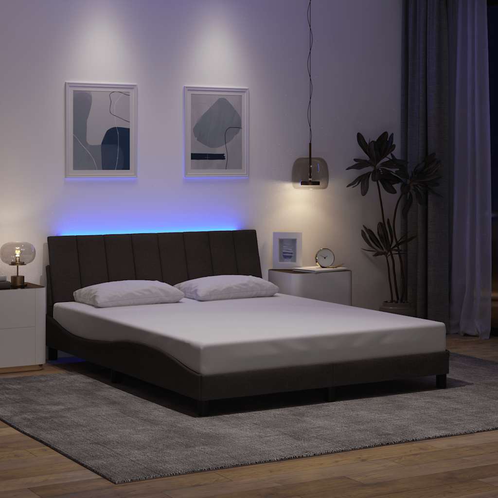 Bedframe zonder matras "Hanko" stof donkerbruin 160x200 cm is nu te koop bij PeponiXL, paradijselijk wonen!