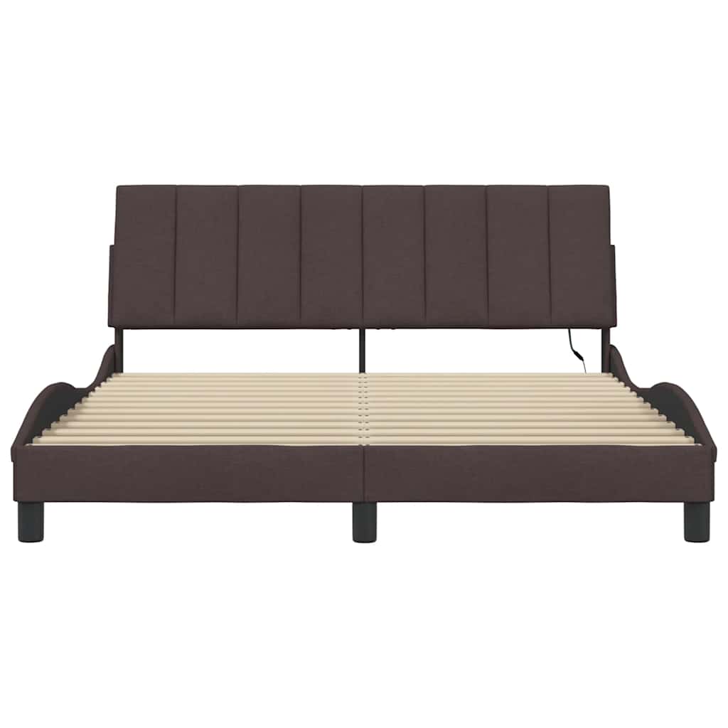 Bedframe zonder matras "Hanko" stof donkerbruin 160x200 cm is nu te koop bij PeponiXL, paradijselijk wonen!
