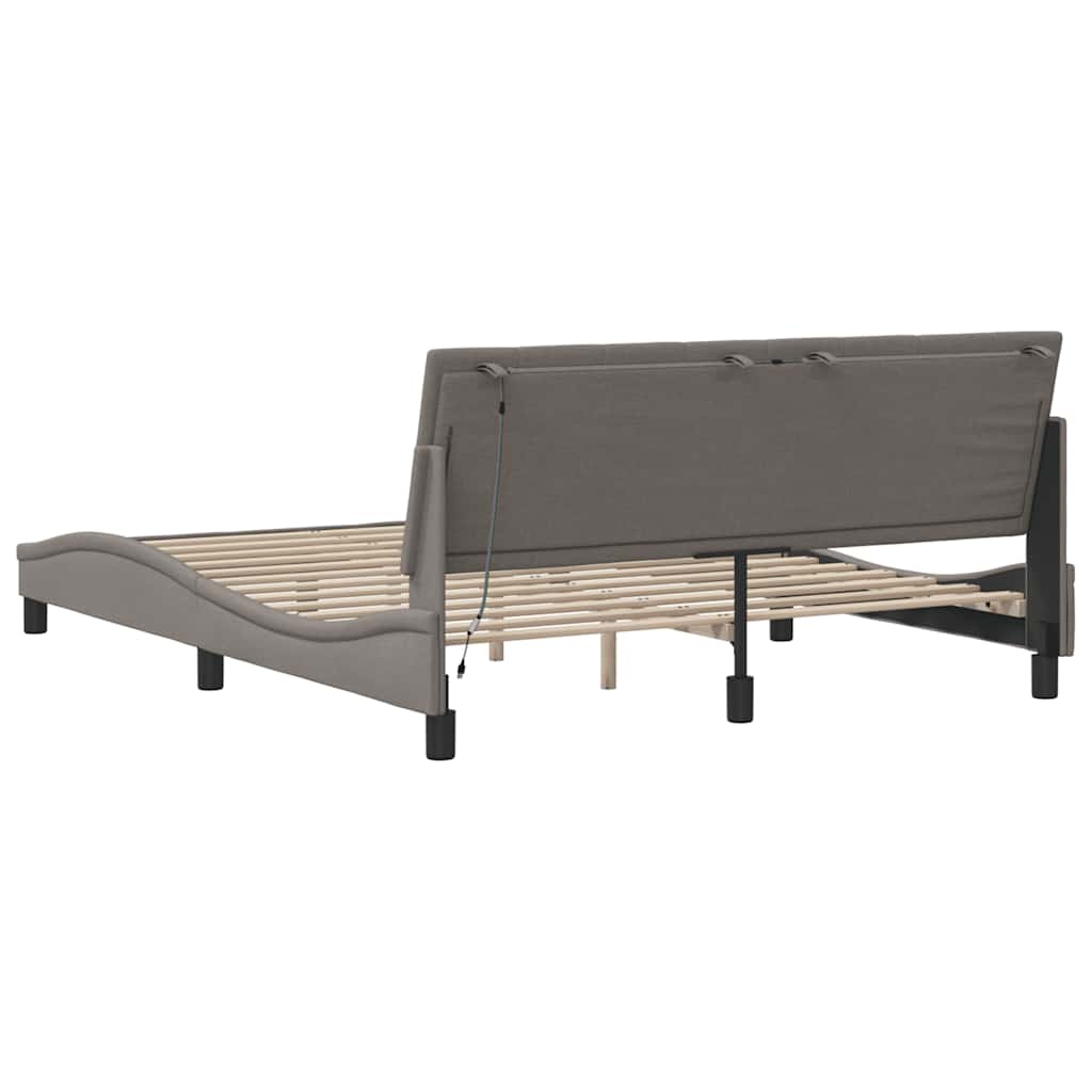 Bedframe zonder matras "Hanko" stof taupe 160x200 cm is nu te koop bij PeponiXL, paradijselijk wonen!