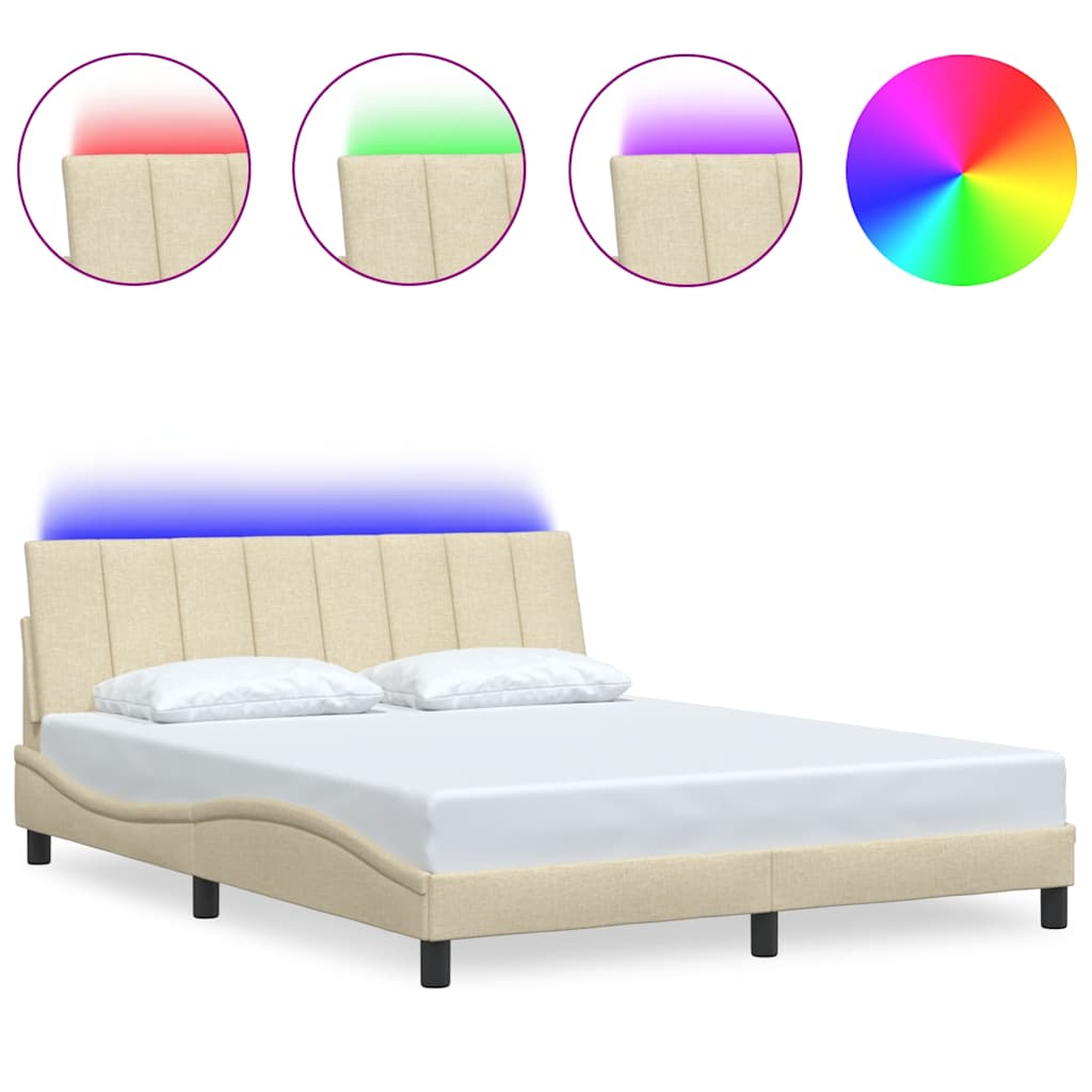 Bedframe zonder matras "Hanko" stof crèmekleurig 160x200 cm is nu te koop bij PeponiXL, paradijselijk wonen!