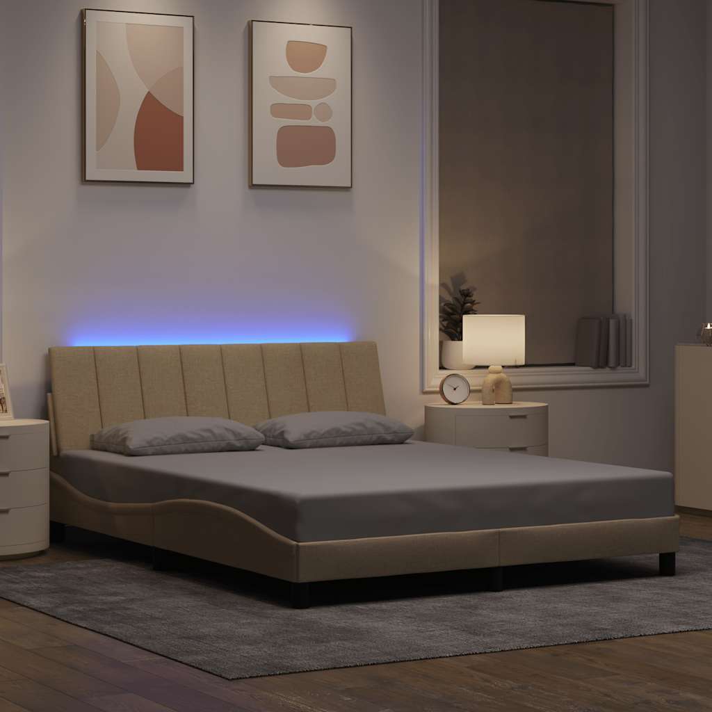 Bedframe zonder matras "Hanko" stof crèmekleurig 160x200 cm is nu te koop bij PeponiXL, paradijselijk wonen!