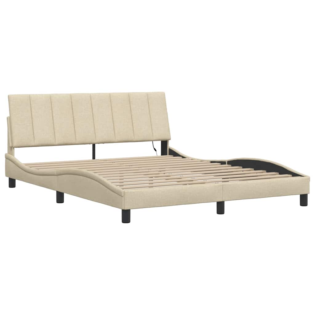 Bedframe zonder matras "Hanko" stof crèmekleurig 160x200 cm is nu te koop bij PeponiXL, paradijselijk wonen!