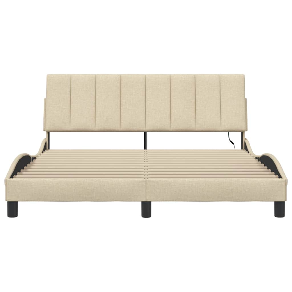 Bedframe zonder matras "Hanko" stof crèmekleurig 160x200 cm is nu te koop bij PeponiXL, paradijselijk wonen!
