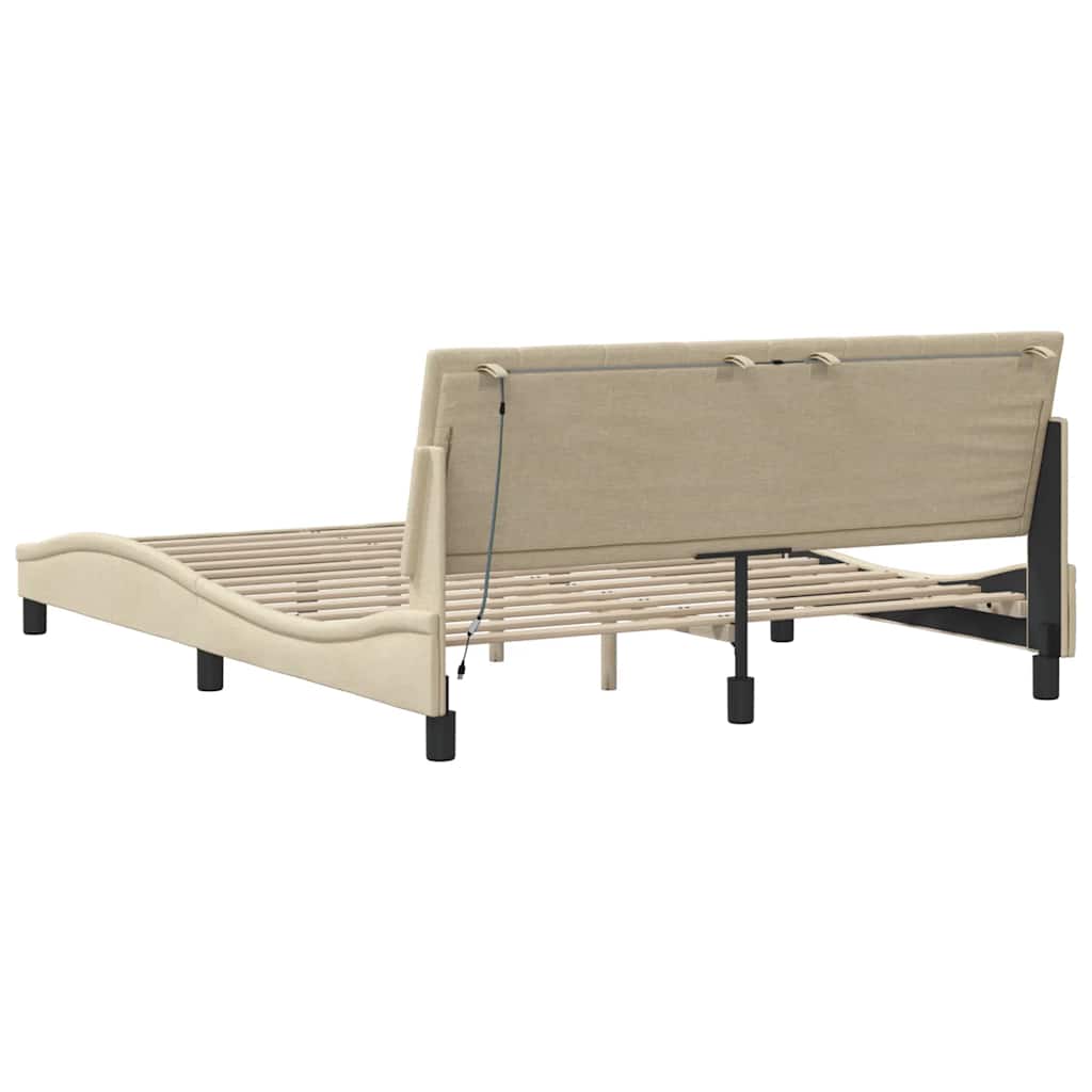Bedframe zonder matras "Hanko" stof crèmekleurig 160x200 cm is nu te koop bij PeponiXL, paradijselijk wonen!