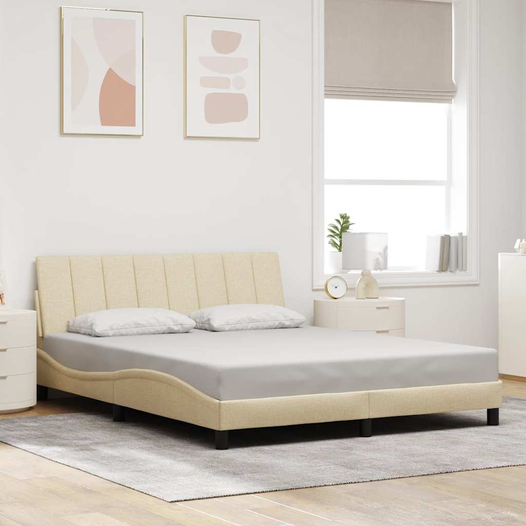 Bedframe zonder matras "Hanko" stof crèmekleurig 160x200 cm is nu te koop bij PeponiXL, paradijselijk wonen!