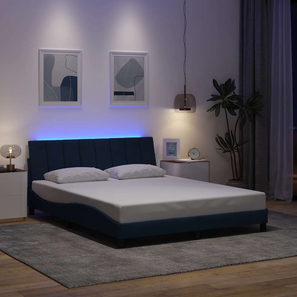 Bedframe zonder matras "Hanko" stof blauw 160x200 cm is nu te koop bij PeponiXL, paradijselijk wonen!