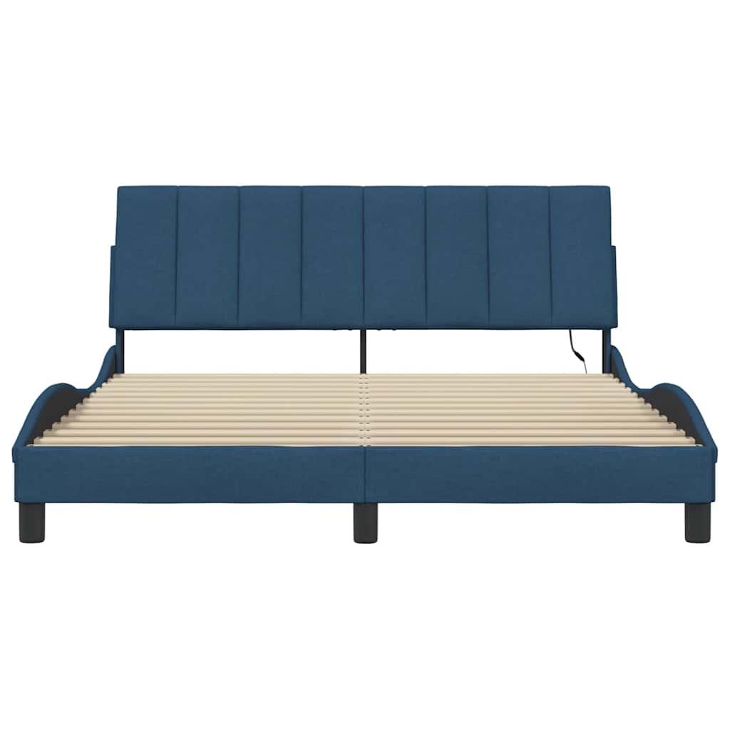 Bedframe zonder matras "Hanko" stof blauw 160x200 cm is nu te koop bij PeponiXL, paradijselijk wonen!
