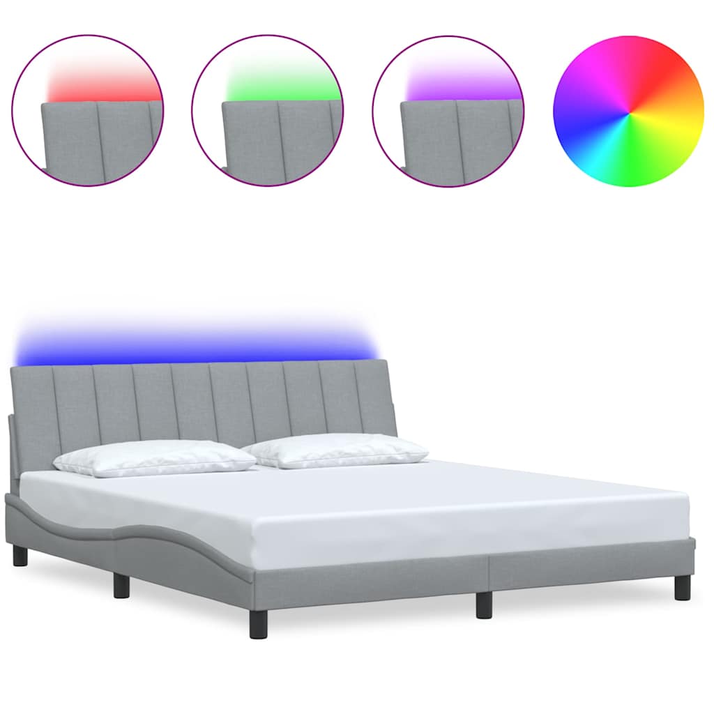 Bedframe zonder matras "Hanko" stof lichtgrijs 180x200 cm is nu te koop bij PeponiXL, paradijselijk wonen!