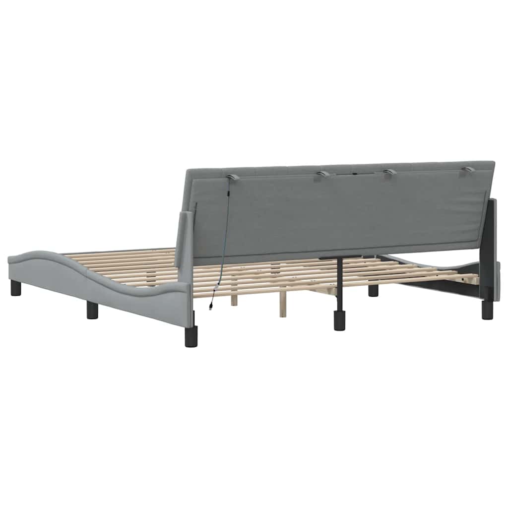 Bedframe zonder matras "Hanko" stof lichtgrijs 180x200 cm is nu te koop bij PeponiXL, paradijselijk wonen!