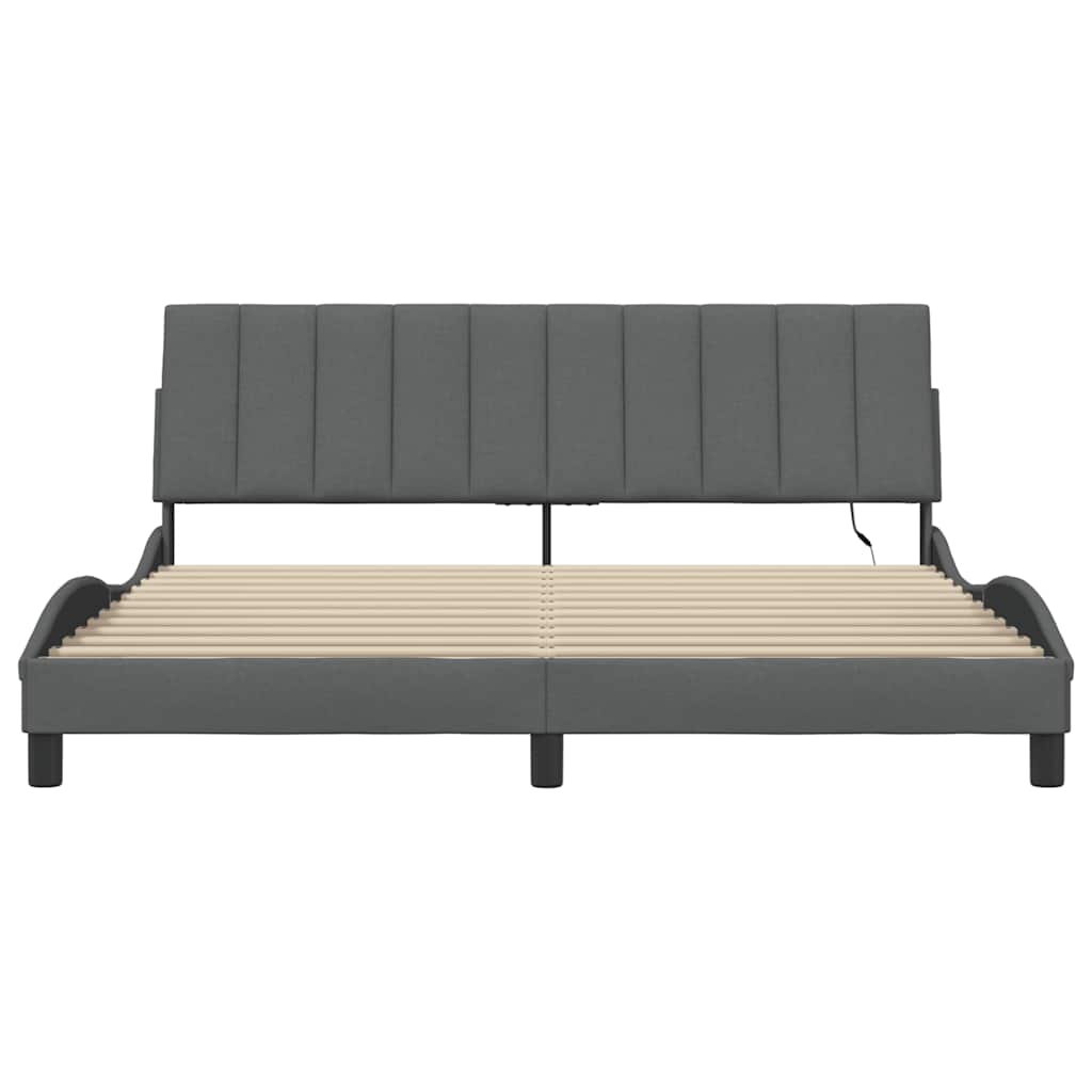 Bedframe zonder matras "Hanko" stof donkergrijs 180x200 cm is nu te koop bij PeponiXL, paradijselijk wonen!