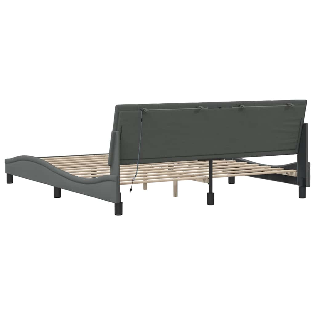 Bedframe zonder matras "Hanko" stof donkergrijs 180x200 cm is nu te koop bij PeponiXL, paradijselijk wonen!