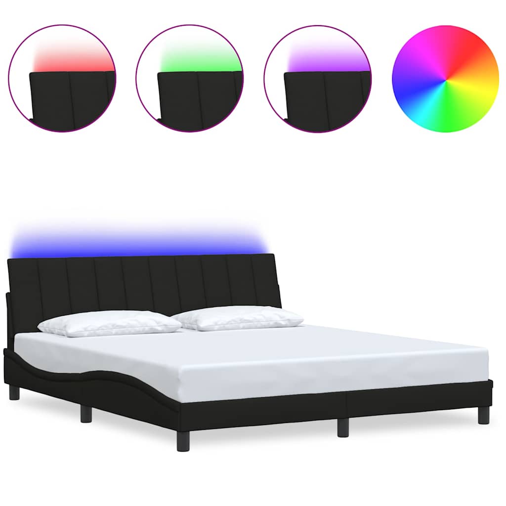 Bedframe zonder matras "Hanko" stof zwart 180x200 cm is nu te koop bij PeponiXL, paradijselijk wonen!