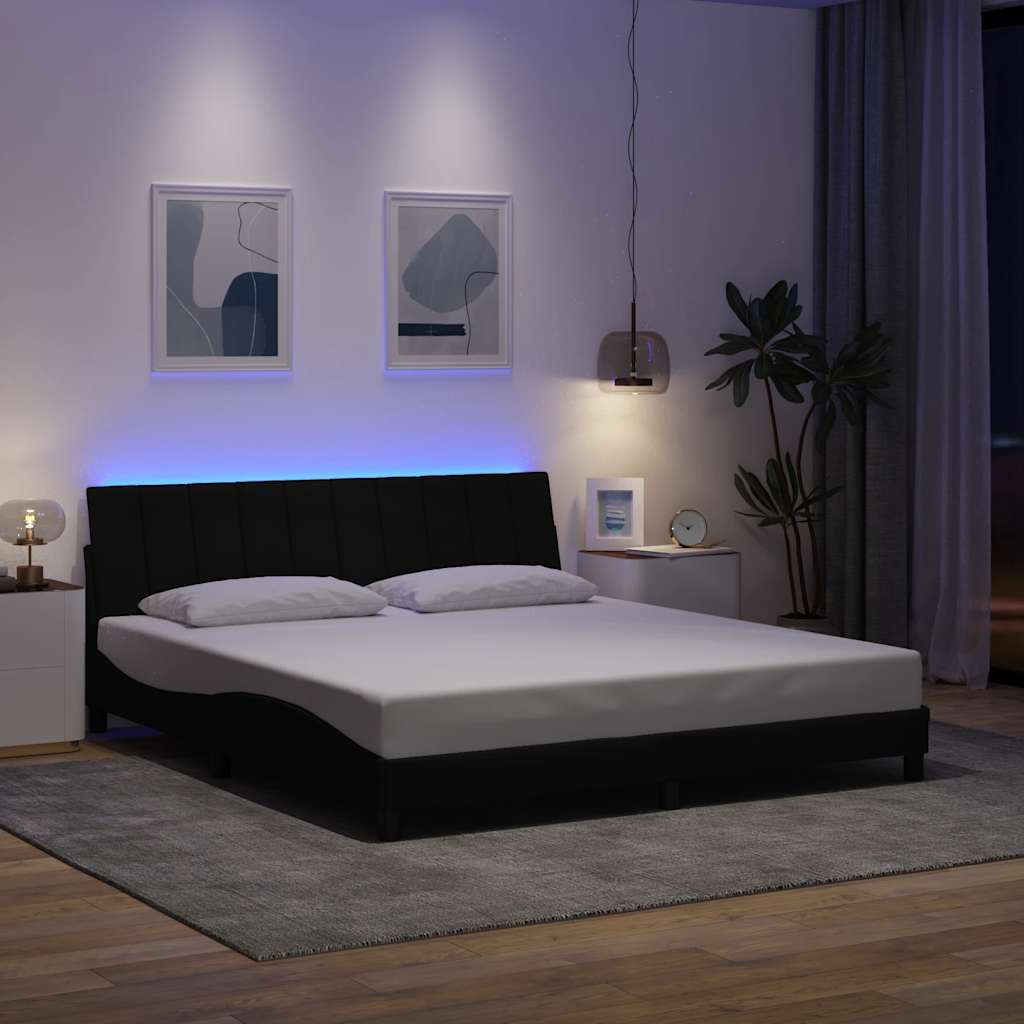 Bedframe zonder matras "Hanko" stof zwart 180x200 cm is nu te koop bij PeponiXL, paradijselijk wonen!