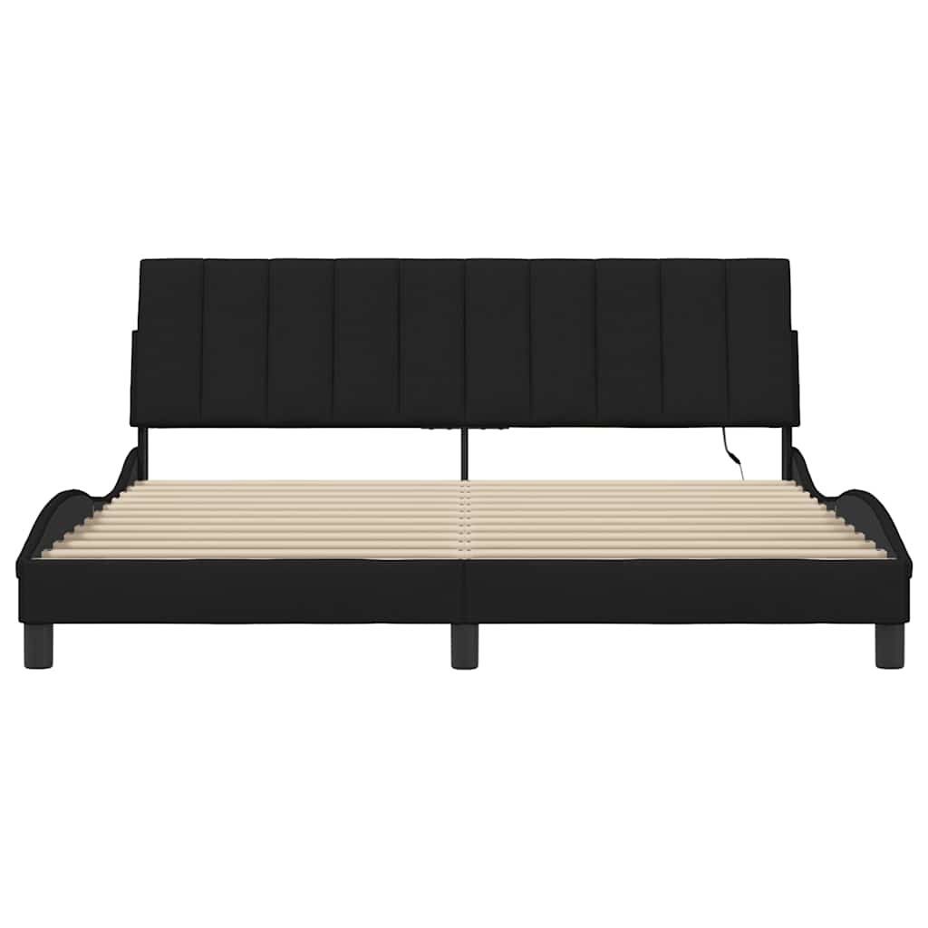 Bedframe zonder matras "Hanko" stof zwart 180x200 cm is nu te koop bij PeponiXL, paradijselijk wonen!