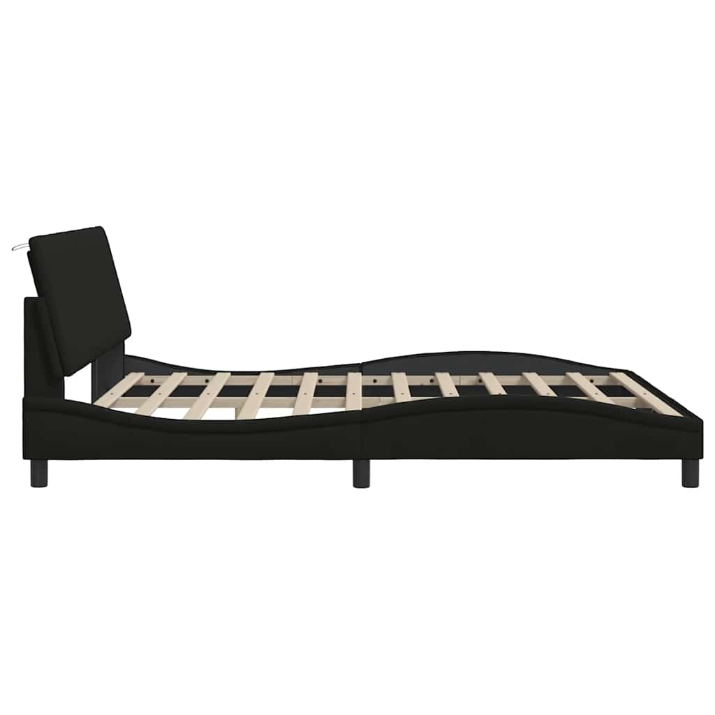 Bedframe zonder matras "Hanko" stof zwart 180x200 cm is nu te koop bij PeponiXL, paradijselijk wonen!