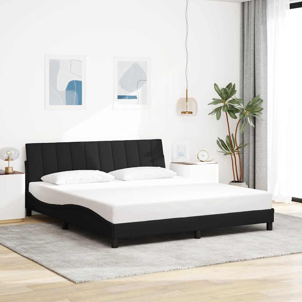 Bedframe zonder matras "Hanko" stof zwart 180x200 cm is nu te koop bij PeponiXL, paradijselijk wonen!