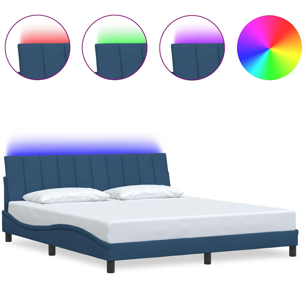 Bedframe zonder matras "Hanko" stof blauw 180x200 cm is nu te koop bij PeponiXL, paradijselijk wonen!
