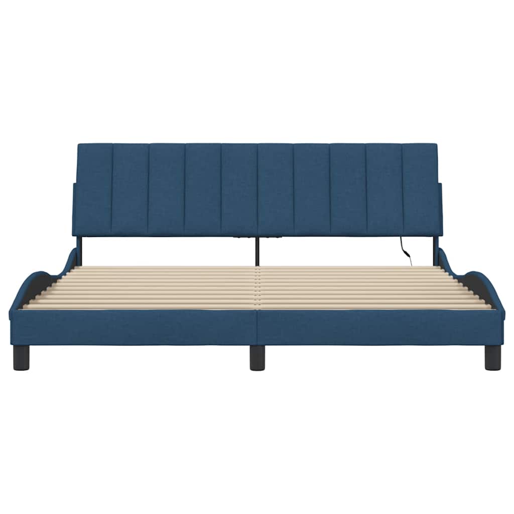 Bedframe zonder matras "Hanko" stof blauw 180x200 cm is nu te koop bij PeponiXL, paradijselijk wonen!