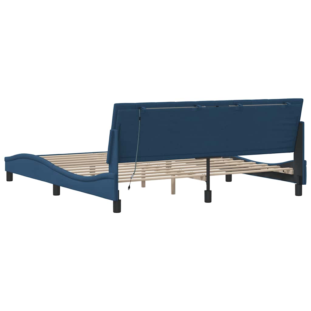 Bedframe zonder matras "Hanko" stof blauw 180x200 cm is nu te koop bij PeponiXL, paradijselijk wonen!