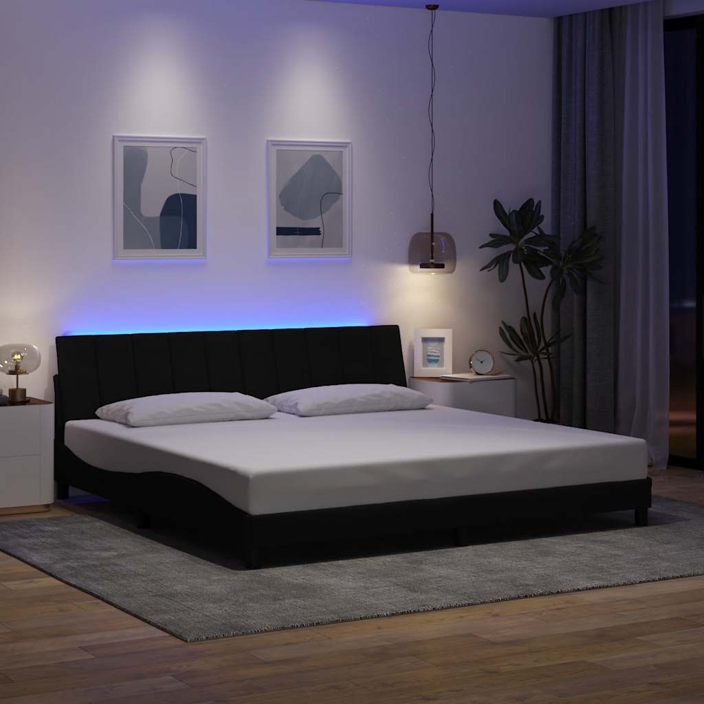 Bedframe zonder matras "Hanko" stof zwart 200x200 cm is nu te koop bij PeponiXL, paradijselijk wonen!