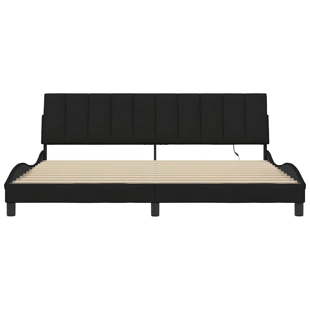 Bedframe zonder matras "Hanko" stof zwart 200x200 cm is nu te koop bij PeponiXL, paradijselijk wonen!