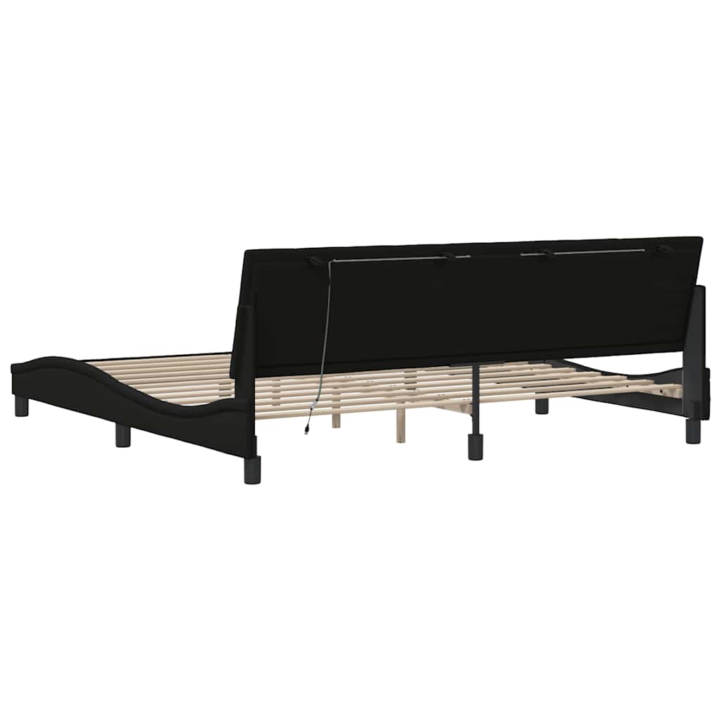 Bedframe zonder matras "Hanko" stof zwart 200x200 cm is nu te koop bij PeponiXL, paradijselijk wonen!