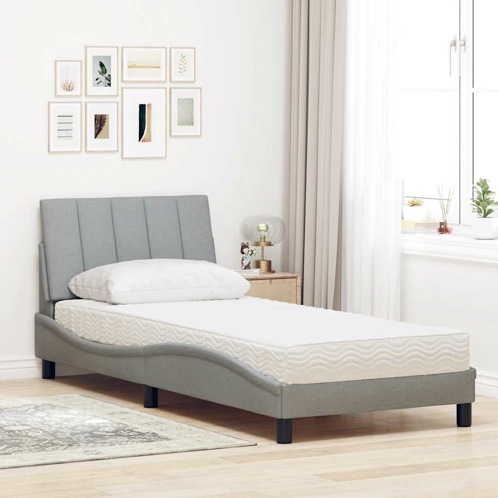 Bed met matras "Hanko" stof lichtgrijs 80x200 cm is nu te koop bij PeponiXL, paradijselijk wonen!