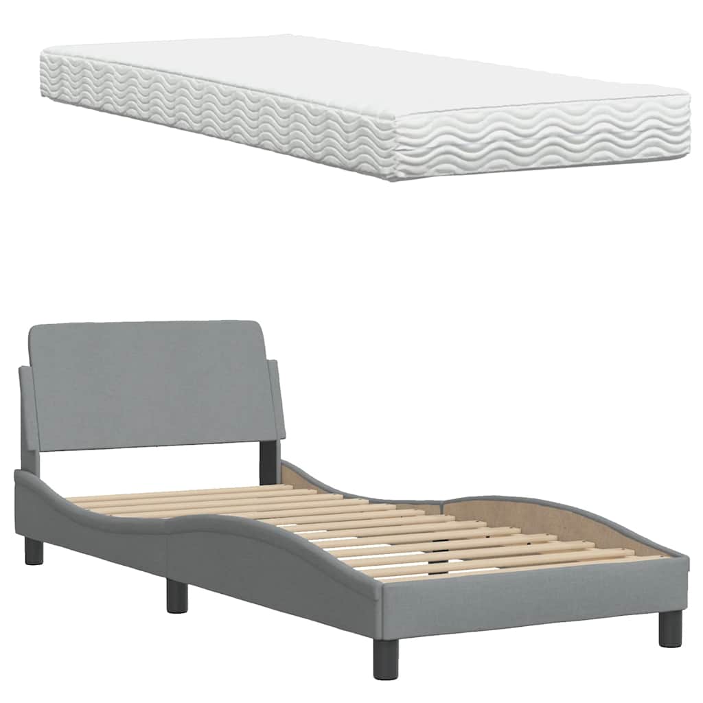 Bed met matras "Hanko" stof lichtgrijs 80x200 cm is nu te koop bij PeponiXL, paradijselijk wonen!