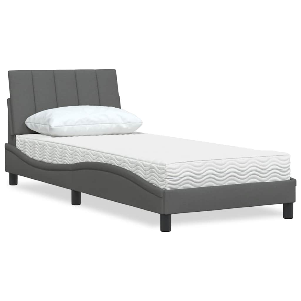 Bed met matras "Hanko" stof donkergrijs 80x200 cm is nu te koop bij PeponiXL, paradijselijk wonen!