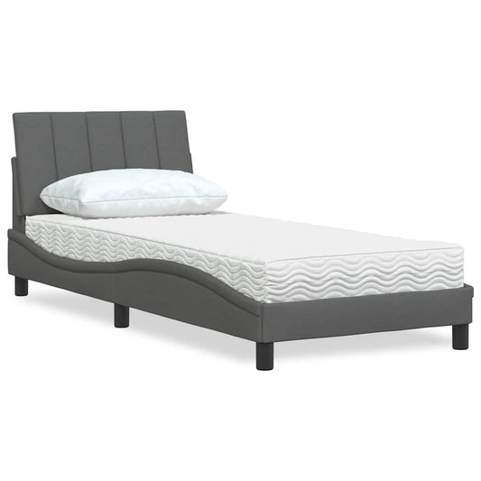 Bed met matras "Hanko" stof donkergrijs 80x200 cm is nu te koop bij PeponiXL, paradijselijk wonen!