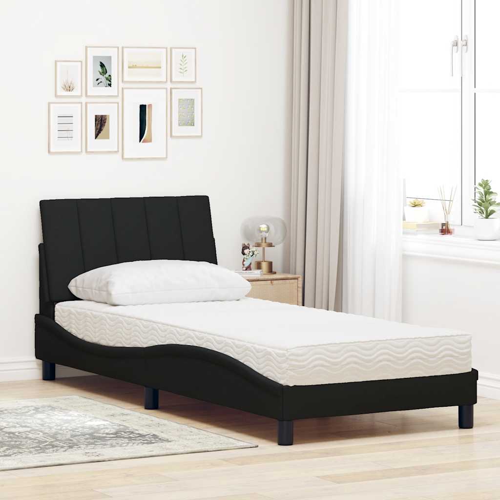 Bed met matras "Hanko" stof zwart 80x200 cm is nu te koop bij PeponiXL, paradijselijk wonen!