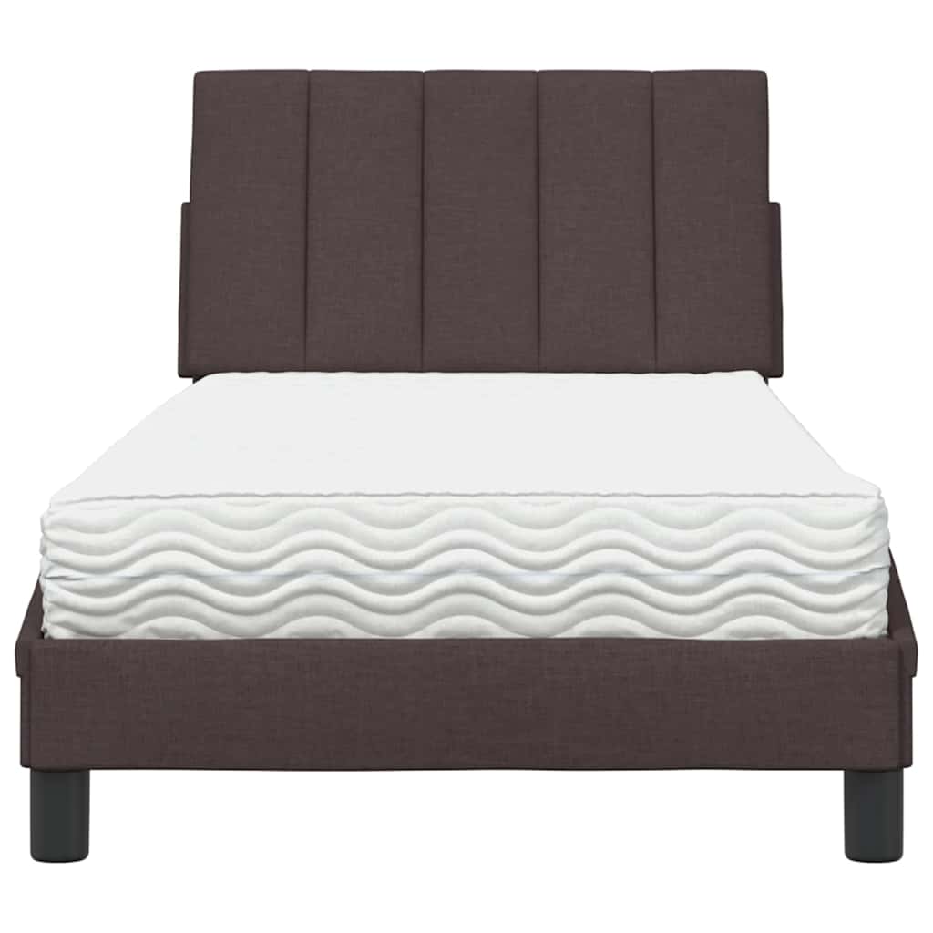 Bed met matras "Hanko" stof donkerbruin 80x200 cm is nu te koop bij PeponiXL, paradijselijk wonen!