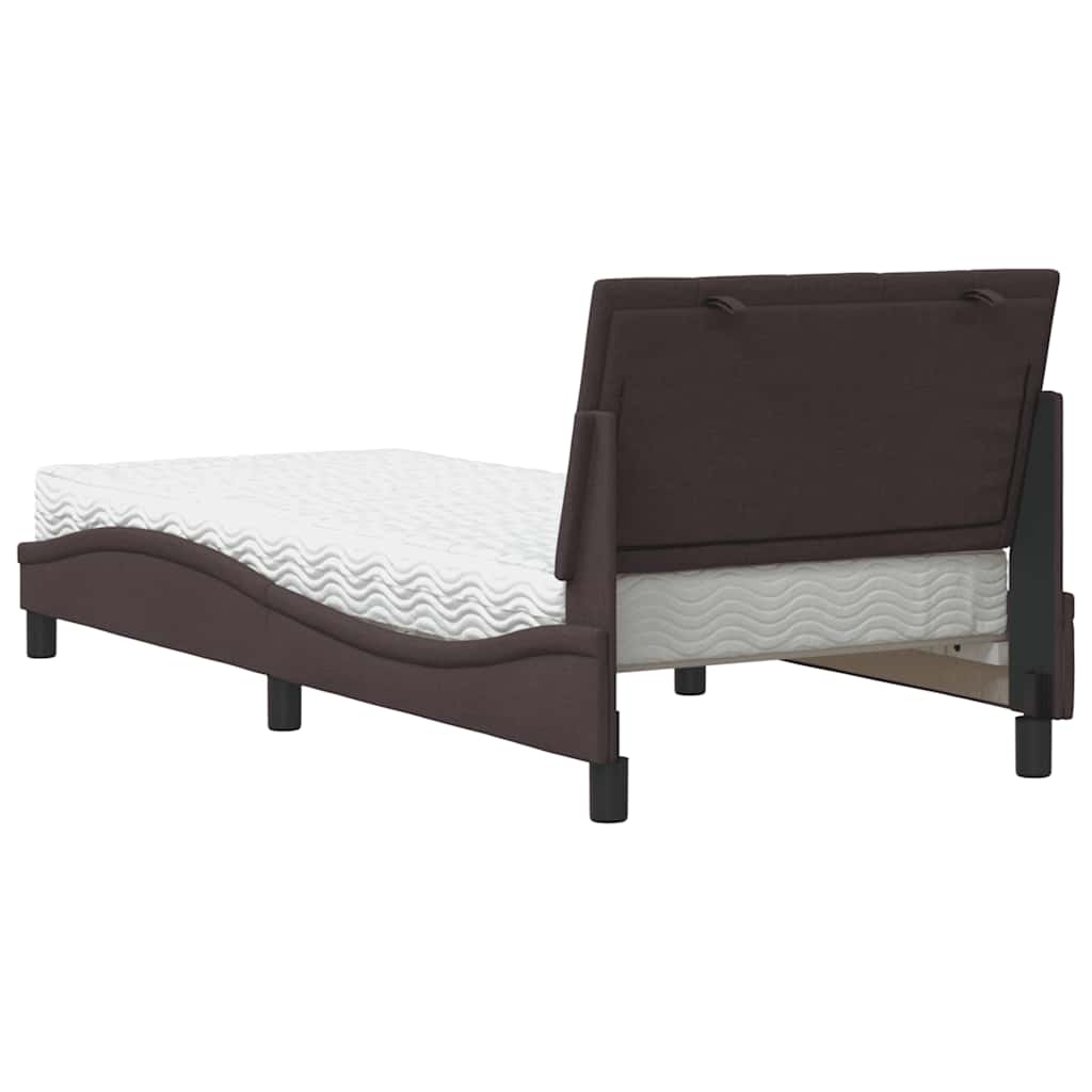 Bed met matras "Hanko" stof donkerbruin 80x200 cm is nu te koop bij PeponiXL, paradijselijk wonen!