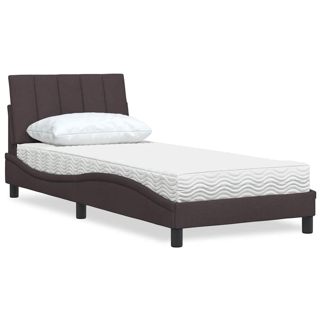Bed met matras "Hanko" stof donkerbruin 80x200 cm is nu te koop bij PeponiXL, paradijselijk wonen!