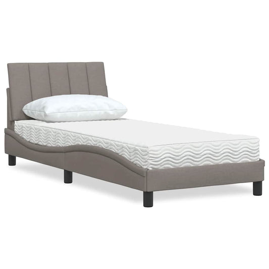 Bed met matras "Hanko" stof taupe 80x200 cm is nu te koop bij PeponiXL, paradijselijk wonen!