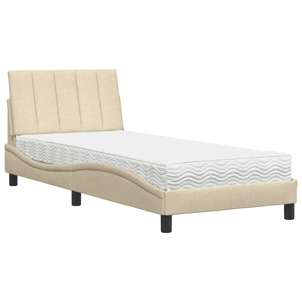 Bed met matras "Hanko" stof crèmekleurig 80x200 cm is nu te koop bij PeponiXL, paradijselijk wonen!