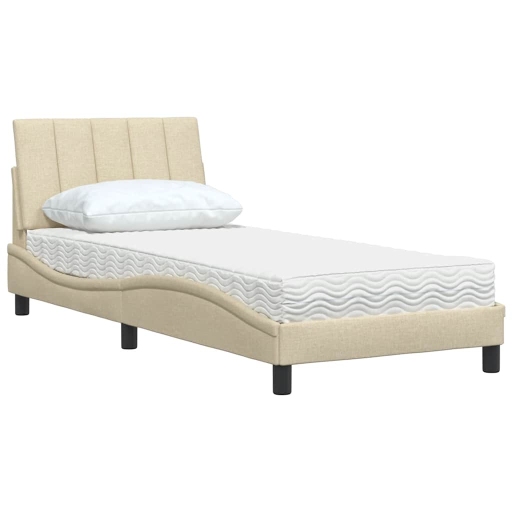 Bed met matras "Hanko" stof crèmekleurig 80x200 cm is nu te koop bij PeponiXL, paradijselijk wonen!
