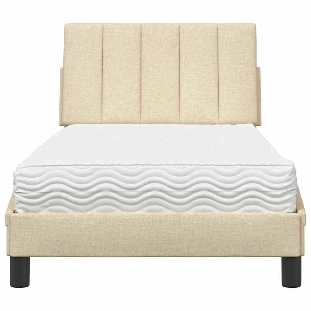 Bed met matras "Hanko" stof crèmekleurig 80x200 cm is nu te koop bij PeponiXL, paradijselijk wonen!