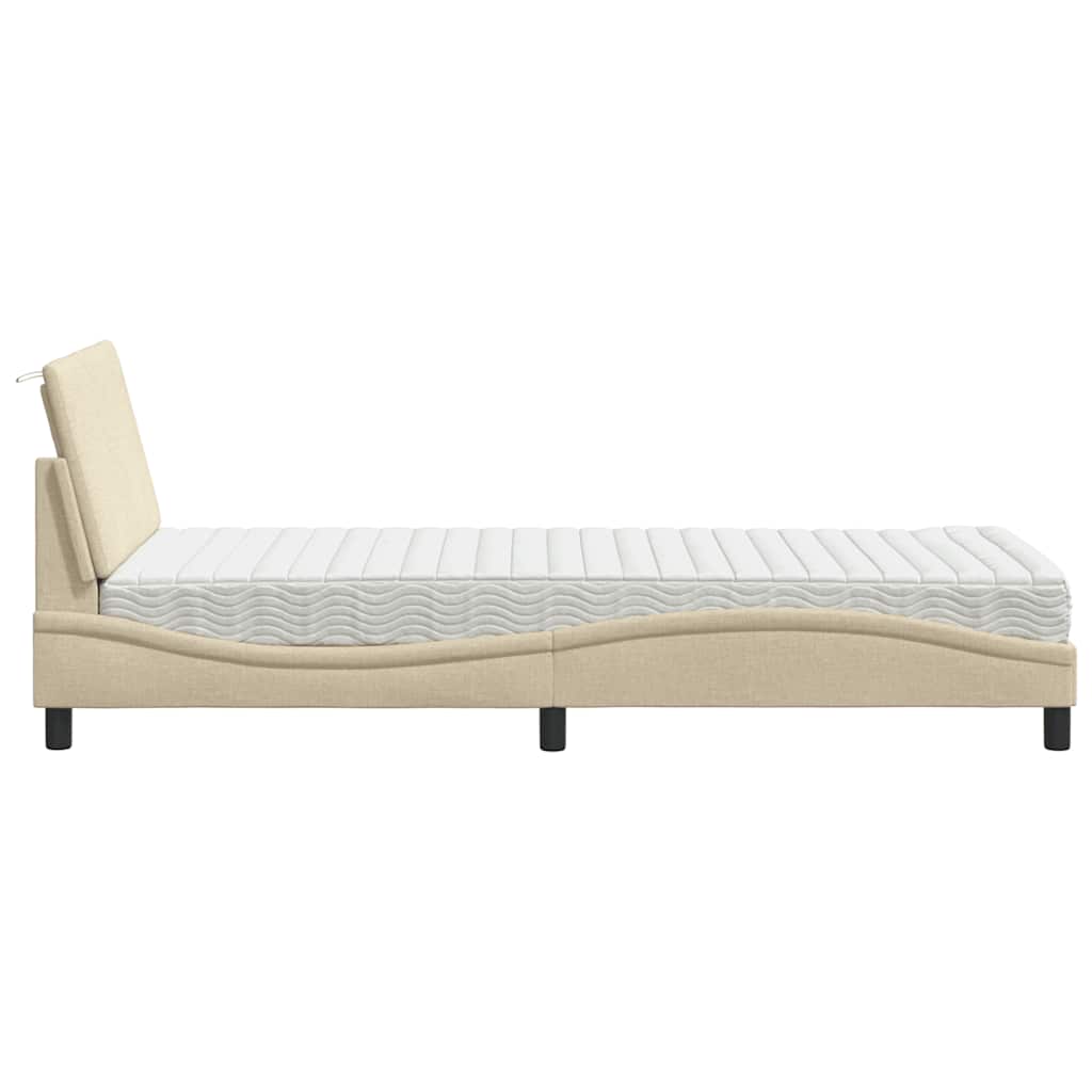 Bed met matras "Hanko" stof crèmekleurig 80x200 cm is nu te koop bij PeponiXL, paradijselijk wonen!