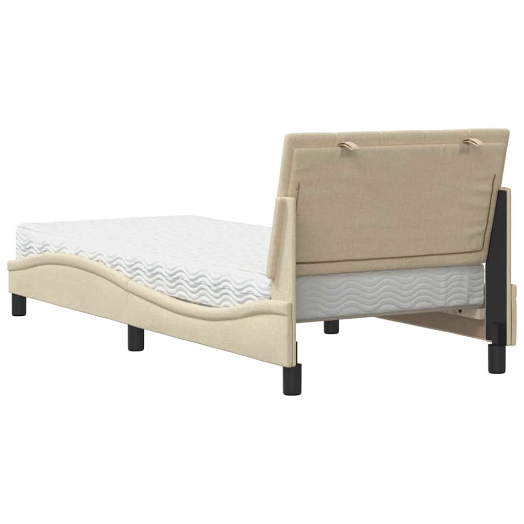 Bed met matras "Hanko" stof crèmekleurig 80x200 cm is nu te koop bij PeponiXL, paradijselijk wonen!