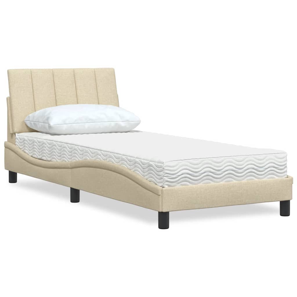 Bed met matras "Hanko" stof crèmekleurig 80x200 cm is nu te koop bij PeponiXL, paradijselijk wonen!